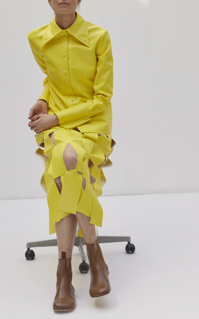 A.w.a.k.e. Women's Faux-leather Midi Skirt In Yellow