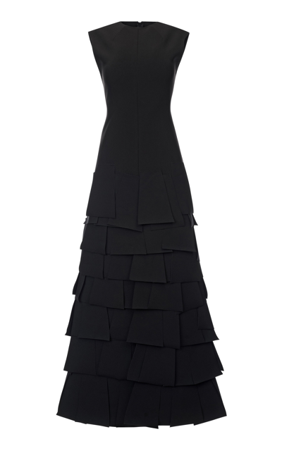A.w.a.k.e. Laser Cut Front And Back Slits Sleeveless Dress In Black
