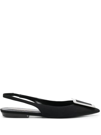 Saint Laurent Maxine Metal-ornament Ballet Flats In Black
