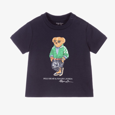 Ralph Lauren Babies' Boys Navy Blue Bear T-shirt