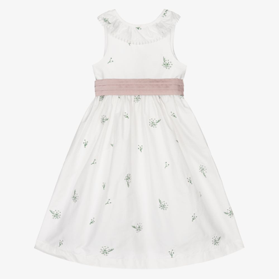Beatrice & George Kids' Girls White Embroidered Dress
