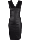 Rick Owens Matte V-neck Fitted Dress In Nero