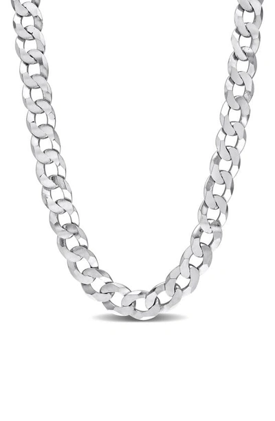 Delmar Sterling Silver Curb Link Chain Necklace In White