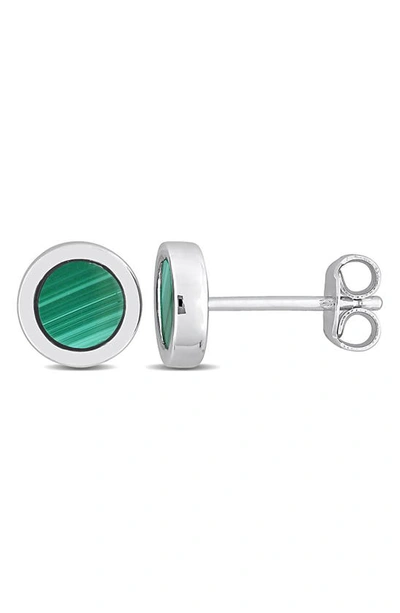 Delmar Sterling Silver Malachite Stud Earrings In Green