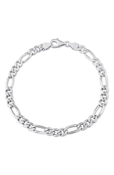 Delmar Sterling Silver Figaro Link Chain Bracelet In White