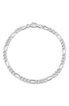 Delmar Sterling Silver Figaro Link Chain Bracelet In White