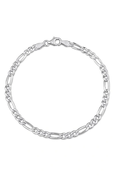 Delmar Sterling Silver Figaro Link Chain Bracelet In White