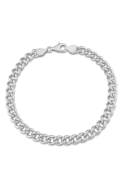 Delmar Sterling Silver Curb Link Chain Bracelet In White