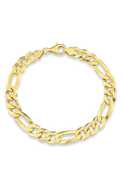Delmar 18k Gold Plated Flat Figaro Link Chain Bracelet In Yellow