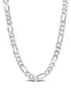 DELMAR STERLING SILVER FLAT FIGARO CHAIN LINK NECKLACE