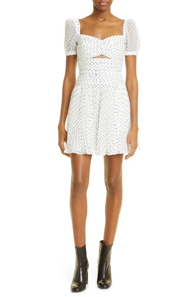 Self-portrait Flocked Polka-dot Crinkled-chiffon Mini Dress In White