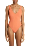 Totême Orange Recycled Nylon One-piece Swimsuit In Burnt Orange