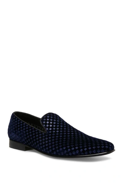 Steve Madden Lifted Smoking Slipper In Blue Velvet