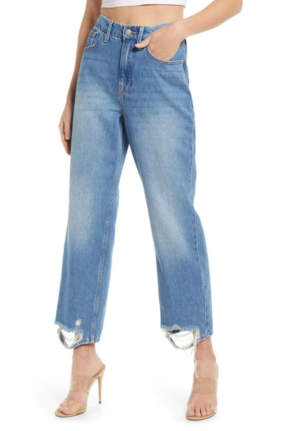Good American Good '90s Duster Crop Straight Leg Jeans In Indigo060