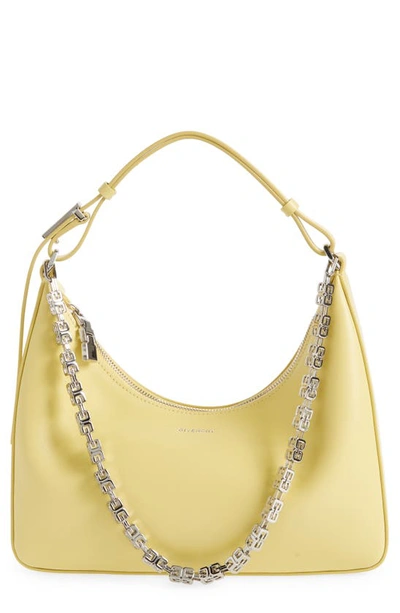 Givenchy Moon Cut-out Calfskin Small Hobo Bag In Banana