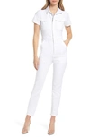 Good American Fit For Success Stretch Cotton Twill Jumpsuit In White001