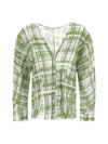 Vince Tie-dye Double V-neck Long-sleeve Blouse In Green