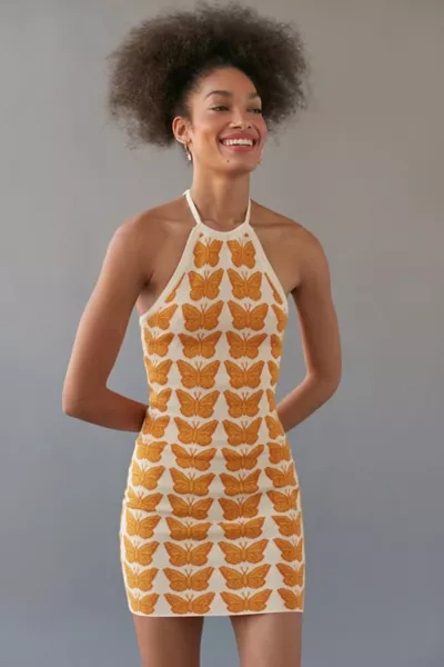 open lace back dress Labyrinth Mini Dress Orange main image 1