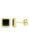 Delmar Black Onyx Square Stud Earrings In Black