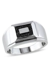 Delmar Sterling Silver Pavé Black Diamond Square Ring In Black