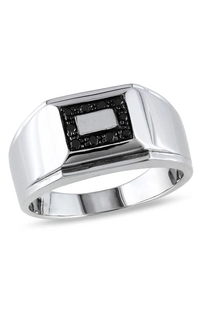 Delmar Sterling Silver Pavé Black Diamond Square Ring