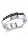 Delmar Sterling Silver Black Diamond Ring In Black