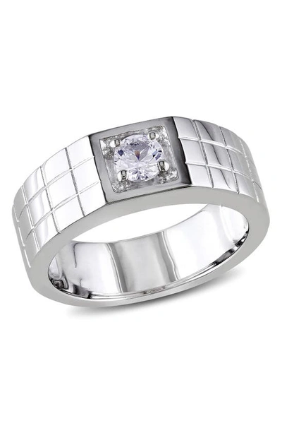 Delmar Sterling Silver Created White Sapphire Solitaire Ring