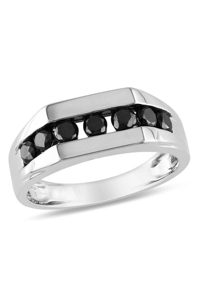 Delmar Sterling Silver Channel Set Black Diamond Ring