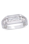Delmar Sterling Silver Channel Set Created White Sapphire Ring In White
