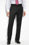 Jb Britches Flat Front Worsted Wool Trousers In Black