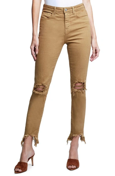 Lagence High Line Ripped Slim Pants In Sahara