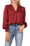 VINCE CAMUTO SMOCK CUFF RUMPLED SATIN BLOUSE