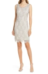 Pisarro Nights Beaded Cocktail Minidress In Champagne