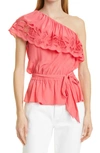 Ramy Brook Levon One Shoulder Blouse In Punch