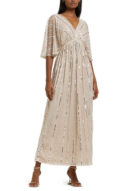 gold sequin batwing dress ZAPAKA Women Flapper Dress Batwing Sleeves Champagne Sequins 1920s Dress, Rose Pink / 2XL