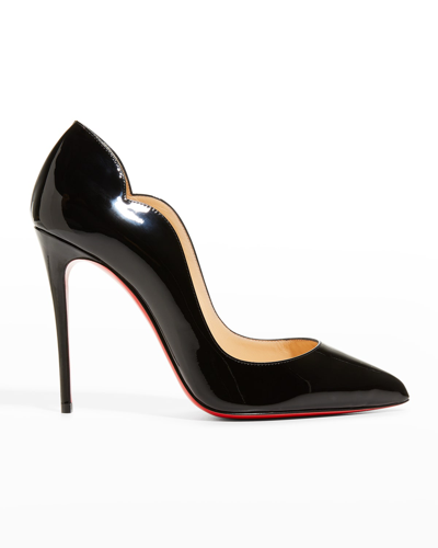 Christian Louboutin Hot Chick 100 Patent Red Sole High-heel Pumps In Black