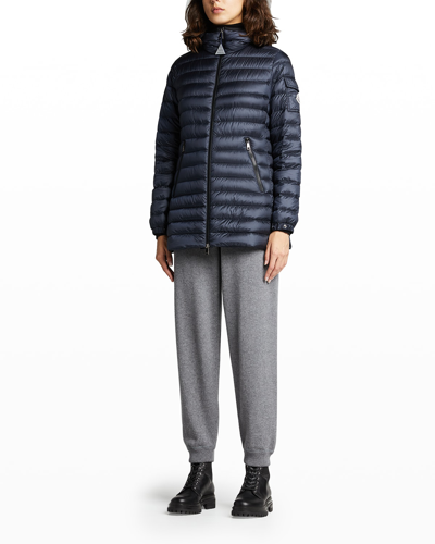 Moncler Ments Channel-quilt Parka In Navy