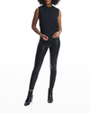Commando Faux Leather Animal Print Legging In Moss Snake In Black