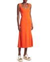 Stella Mccartney Compact Knit Flounce Midi-dress In 7501 Bright Ornge