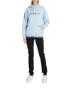 Givenchy Logo Appliqué Cotton Hoodie In Light Blue