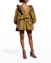 Ulla Johnson Anais Ruffled Embroidered Cotton-poplin Mini Dress In Olive