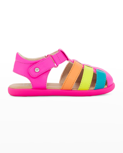Ugg Kid's Kolding Caged Grip-strap Sandals, Baby/toddlers In Pink Rainbow