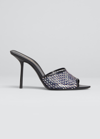 Saint Laurent Logo Printed Embellished Slip-on Mules In Nero Crystal Abne