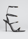 Saint Laurent Nuit Lacquered Ayers Sandals In Nero
