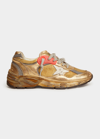 Golden Goose Running Sole Distressed-effect Sneakers In Goldwhite
