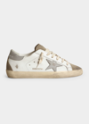 Golden Goose Superstar Mixed Leather Low-top Sneakers In White/taupe/grey