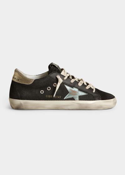 Golden Goose Superstar Net Leather Low-top Sneakers In Black/mint/platin