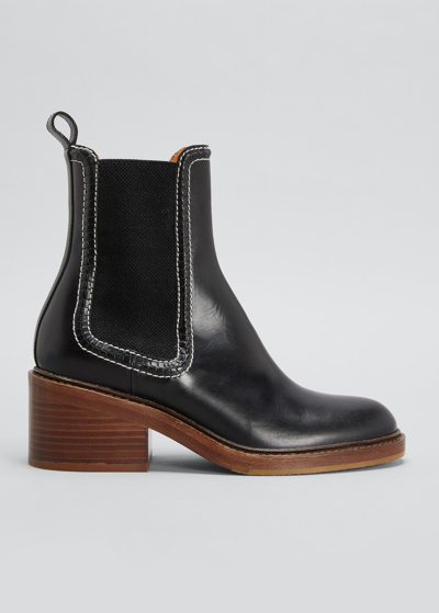 Chloé Mallo Leather Ankle Chelsea Boots In Black