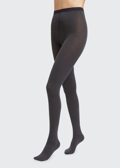 Wolford Cotton Velvet Opaque Tights In Anthracite