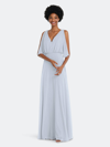 Dessy Collection V-neck Split Sleeve Blouson Bodice Maxi Dress In White